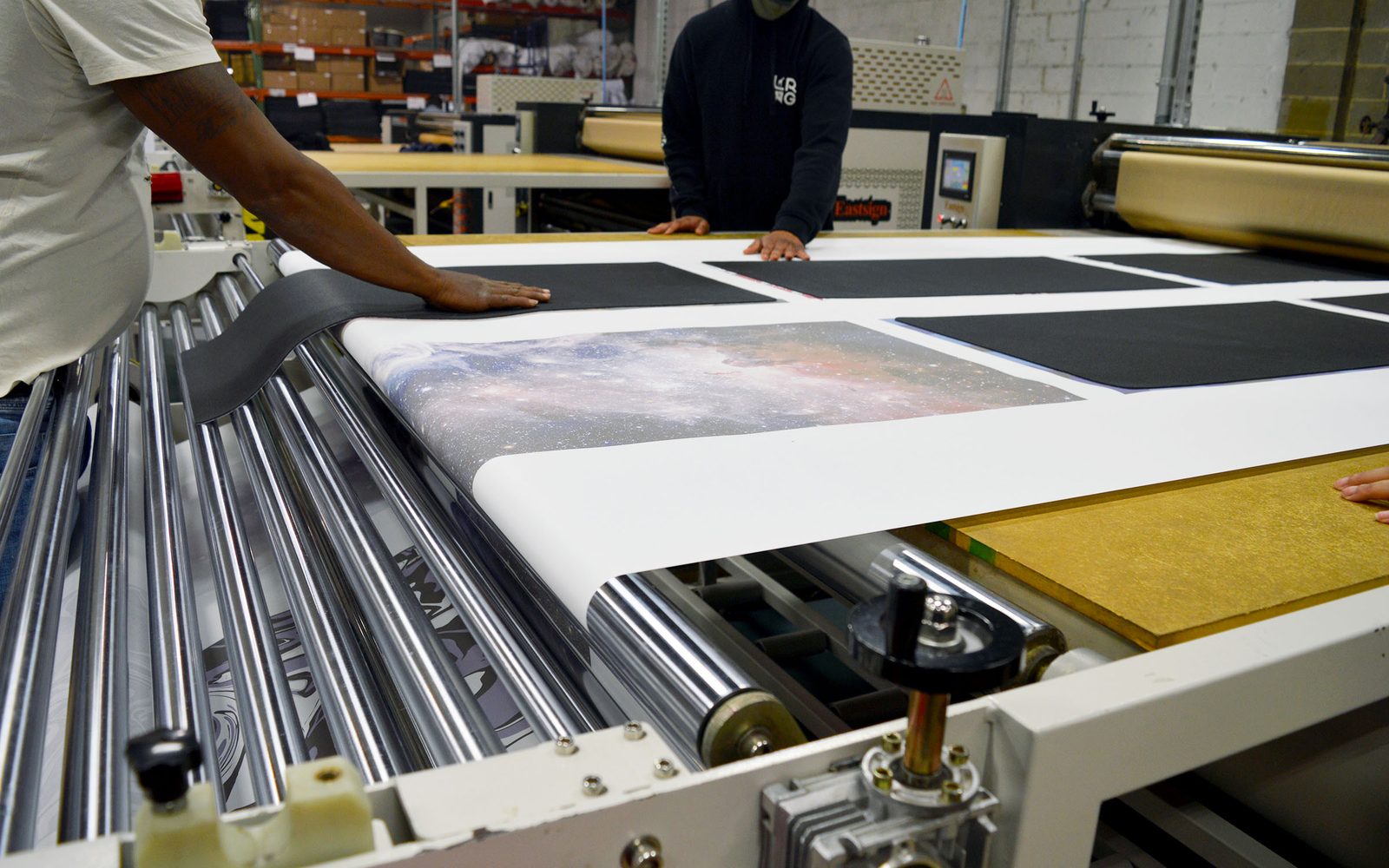 Finished custom products on the press table